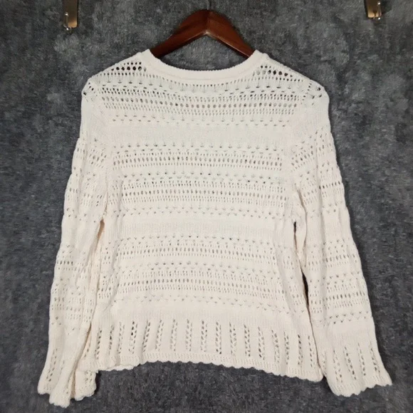 Madewell Scalloped Trim Sweater Croche Baloon Sleeves 2025 Womens Small - Picture 5 of 11